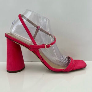 Sam Edelman Pink Suede Ankle Strap Block Heel Sandals Womens Size 11 New